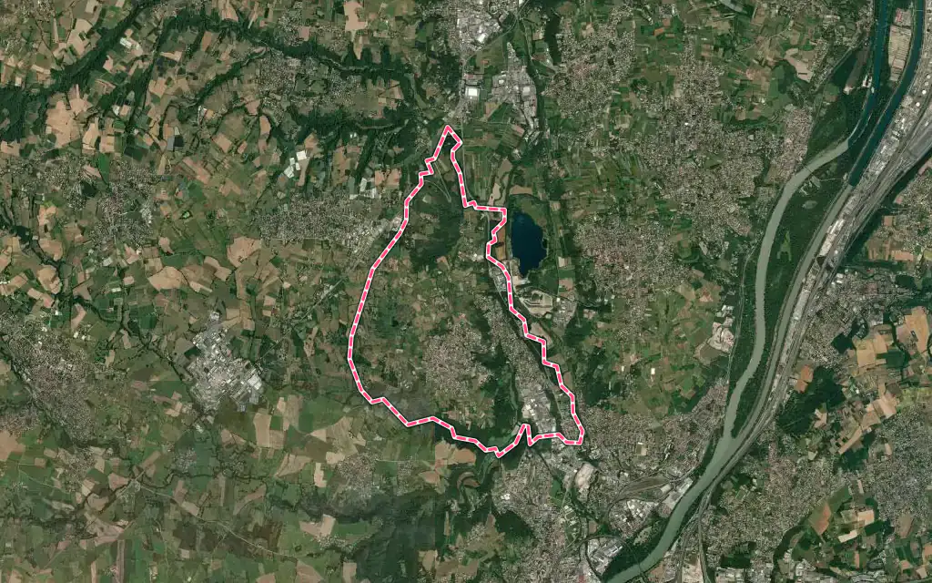 Vue satellite de Montagny avec ses contours administratifs
