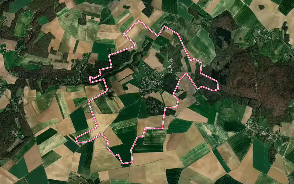 Vue satellite de Montagny-en-Vexin avec ses contours administratifs