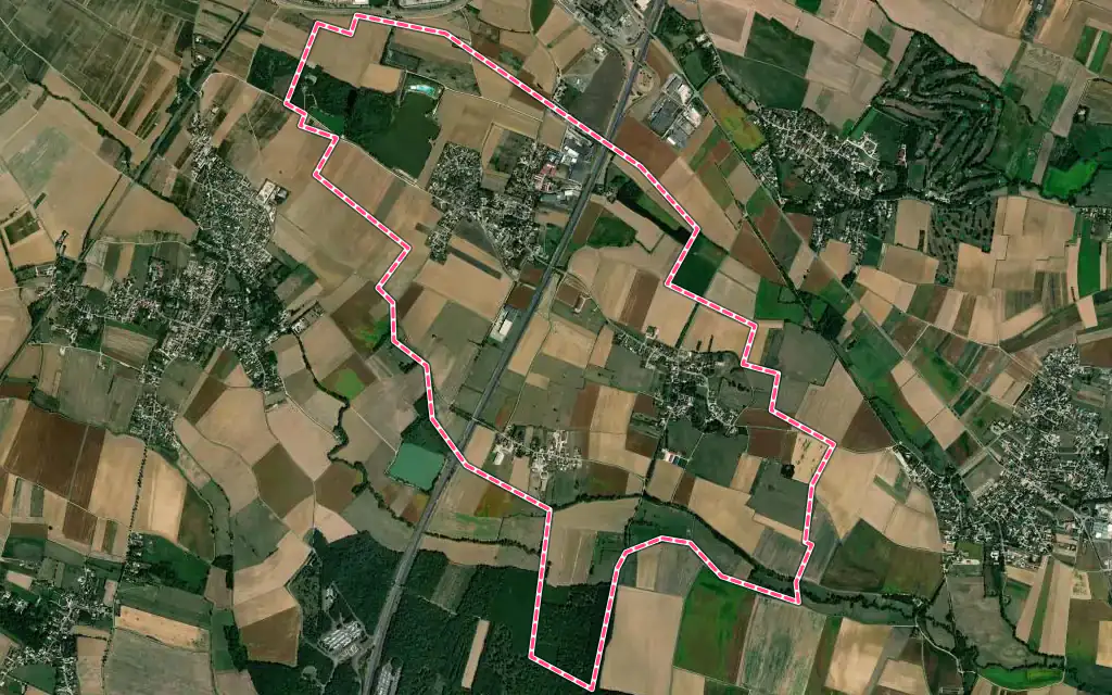 Vue satellite de Montagny-lès-Beaune avec ses contours administratifs