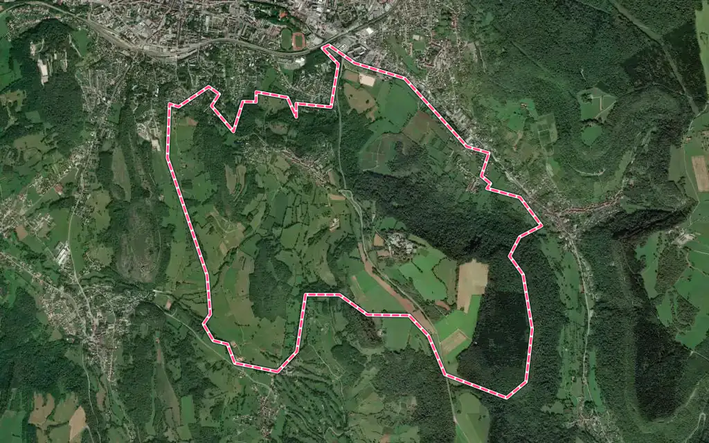 Vue satellite de Montaigu avec ses contours administratifs