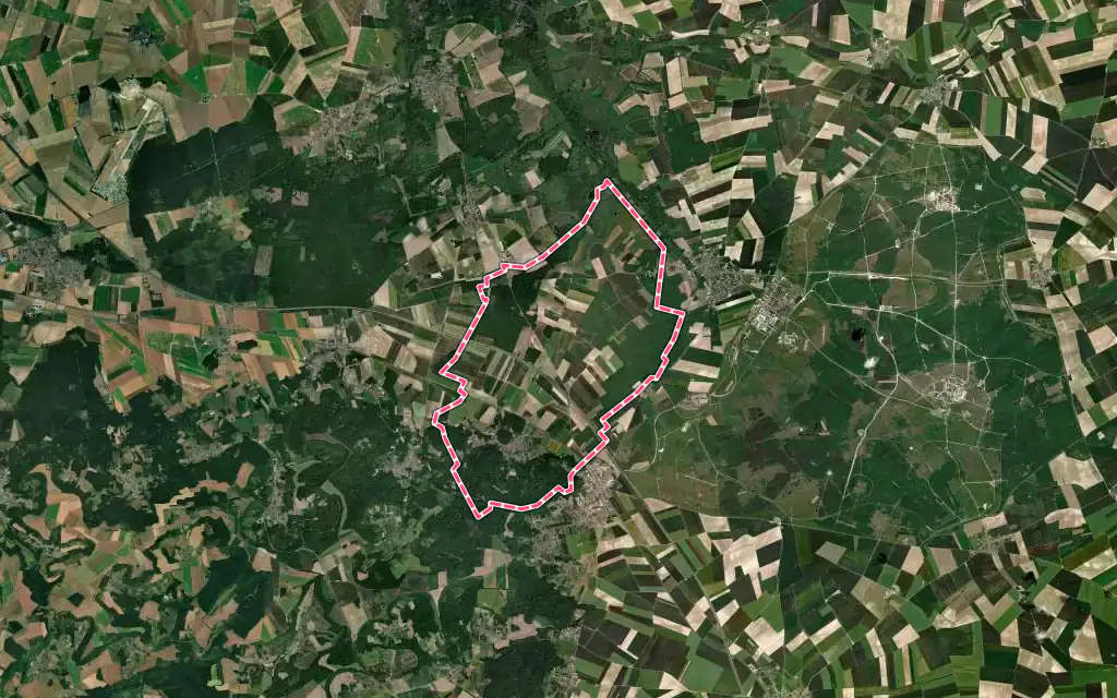 Vue satellite de Montaigu avec ses contours administratifs