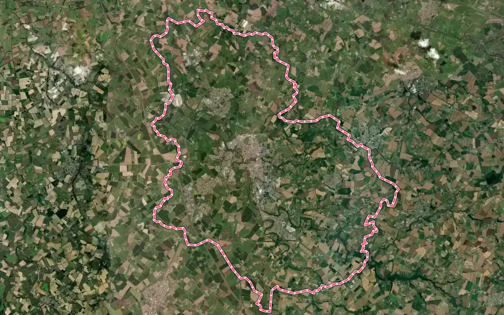 Vue satellite de Montaigu-Vendée avec ses contours administratifs