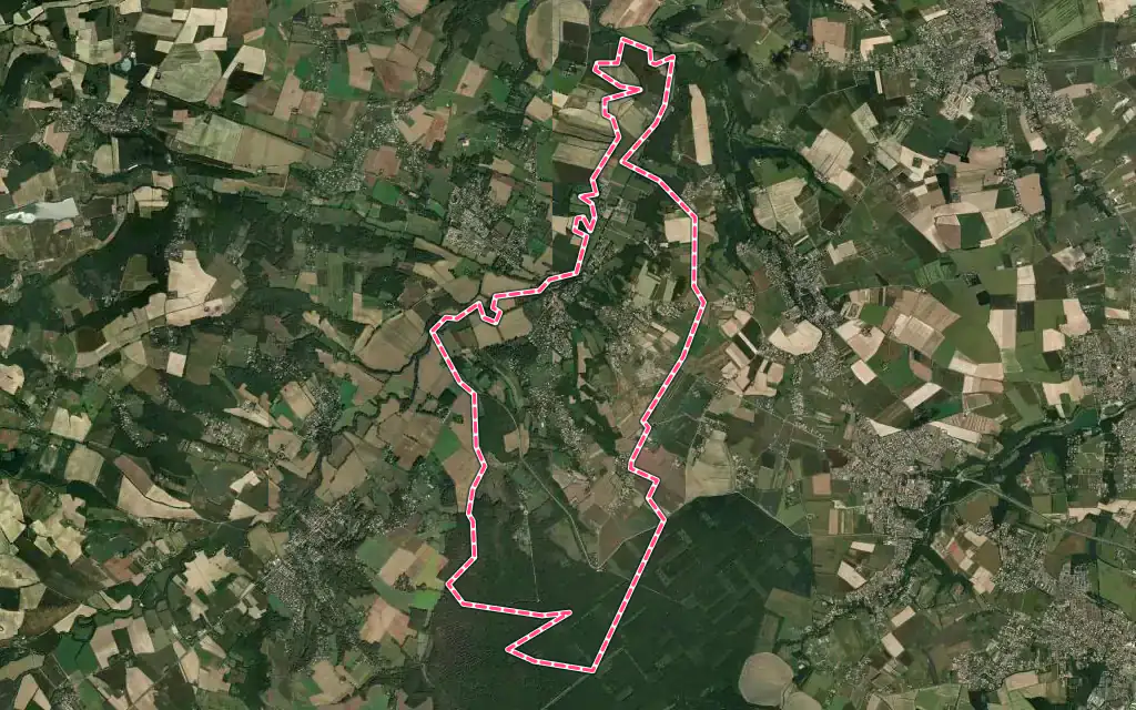 Vue satellite de Montaigut-sur-Save avec ses contours administratifs