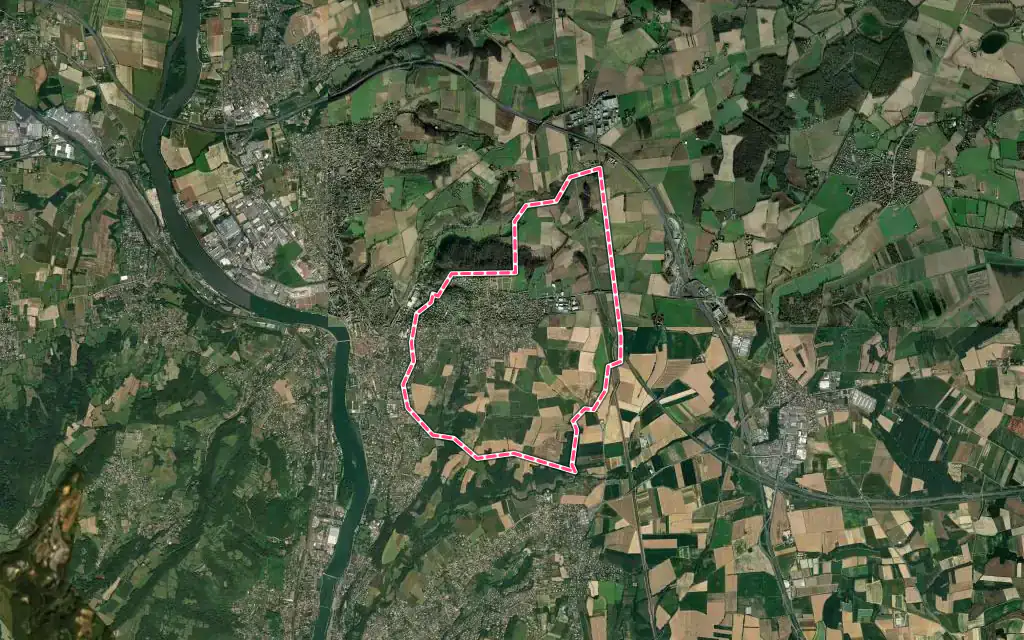 Vue satellite de Montanay avec ses contours administratifs