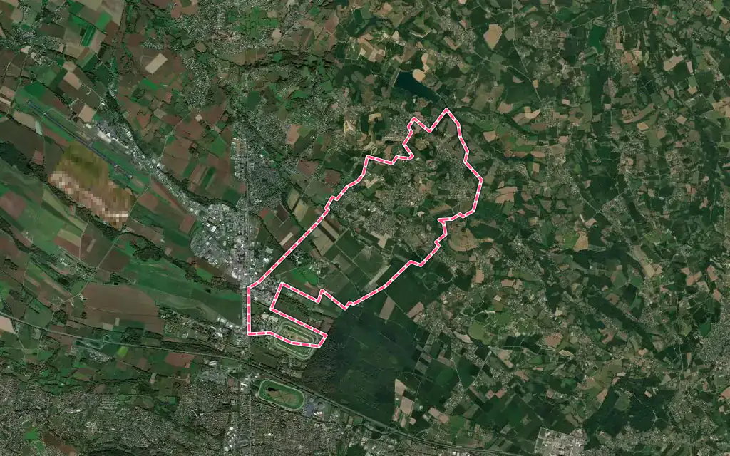 Vue satellite de Montardon avec ses contours administratifs