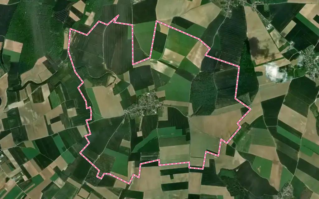 Vue satellite de Montauban-de-Picardie avec ses contours administratifs