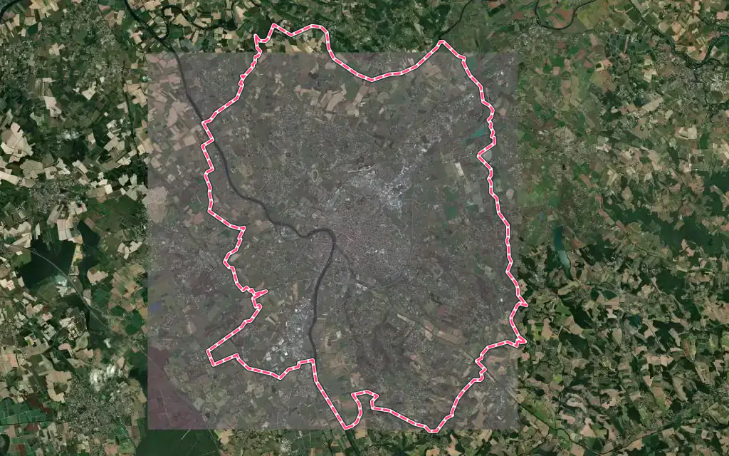 Vue satellite de Montauban avec ses contours administratifs