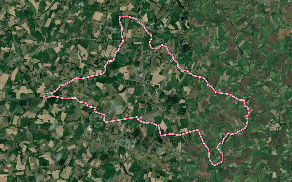 Vue satellite de Montaudin avec ses contours administratifs