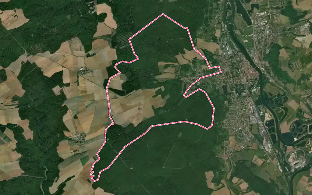 Vue satellite de Montauville avec ses contours administratifs