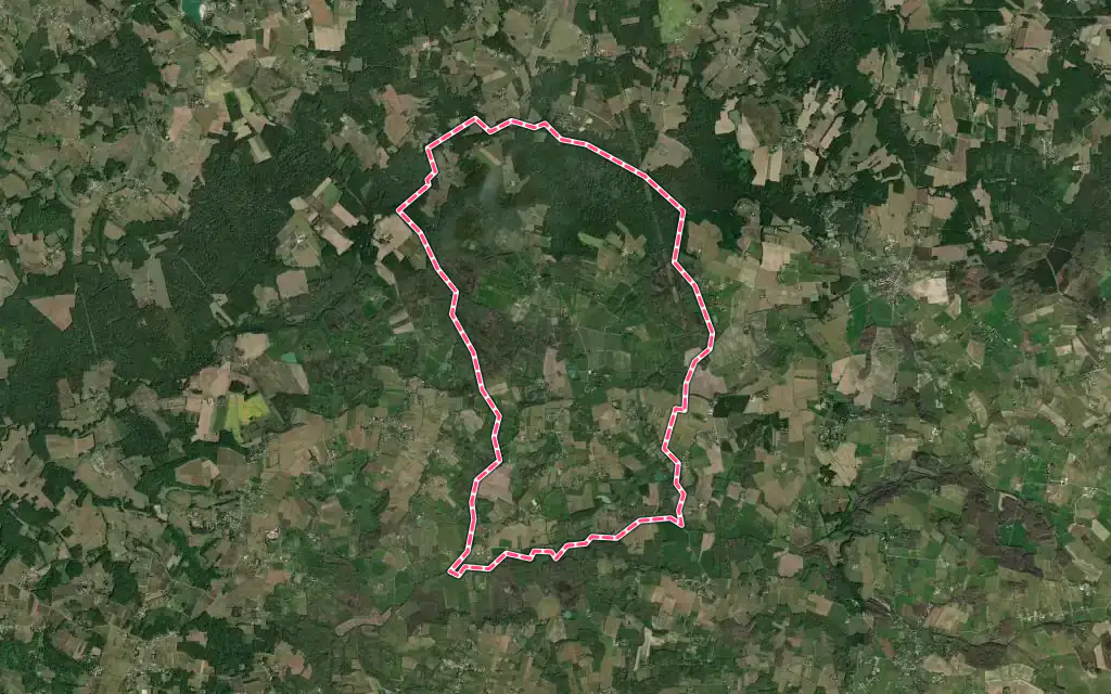 Vue satellite de Montazeau avec ses contours administratifs