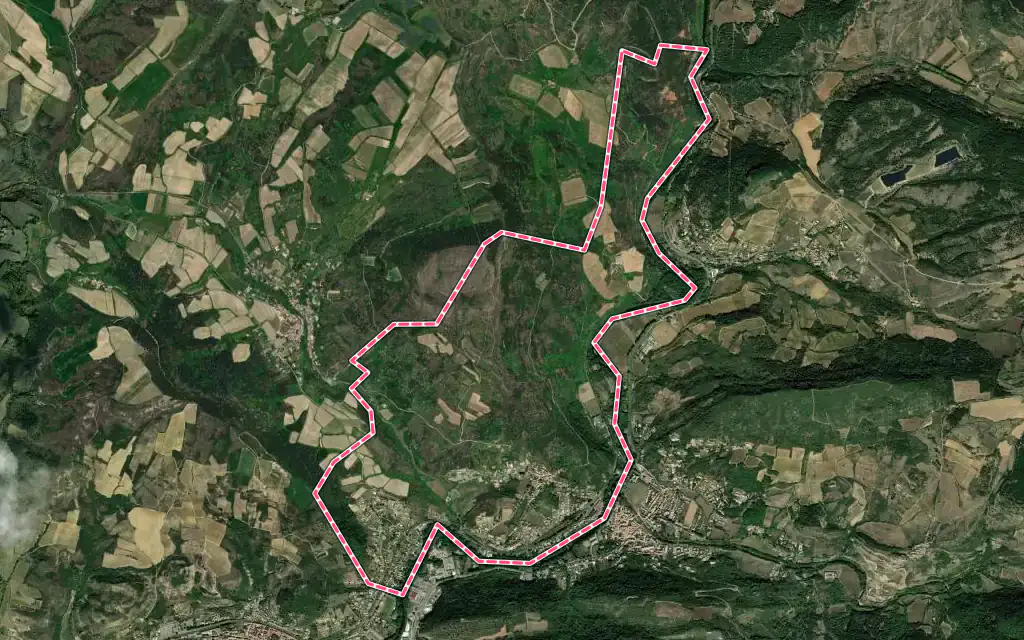 Vue satellite de Montazels avec ses contours administratifs
