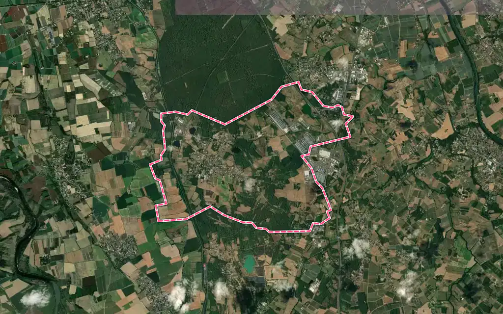 Vue satellite de Montbartier avec ses contours administratifs