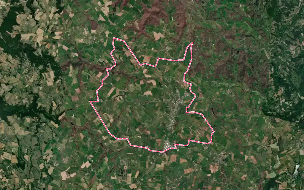 Vue satellite de Montbazens avec ses contours administratifs