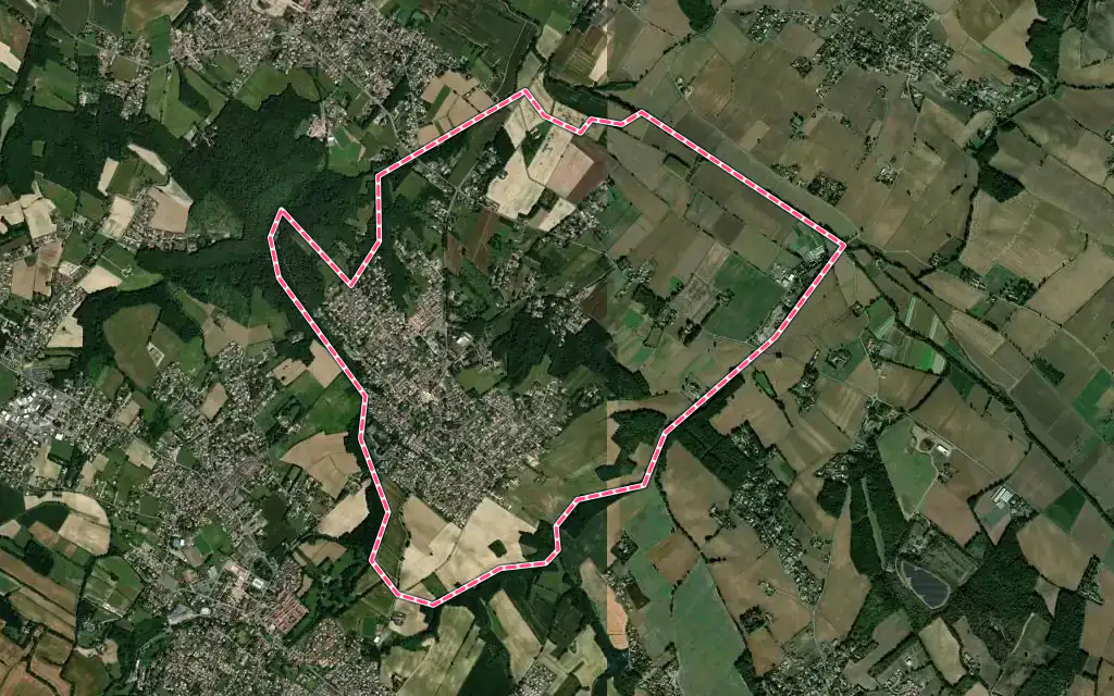 Vue satellite de Montberon avec ses contours administratifs