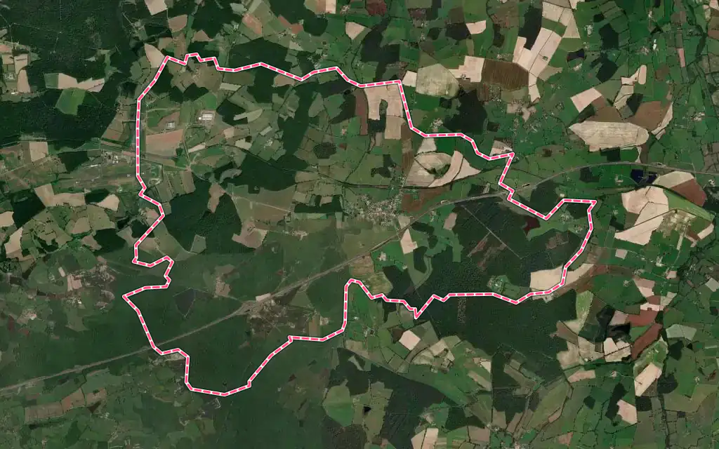 Vue satellite de Montbeugny avec ses contours administratifs