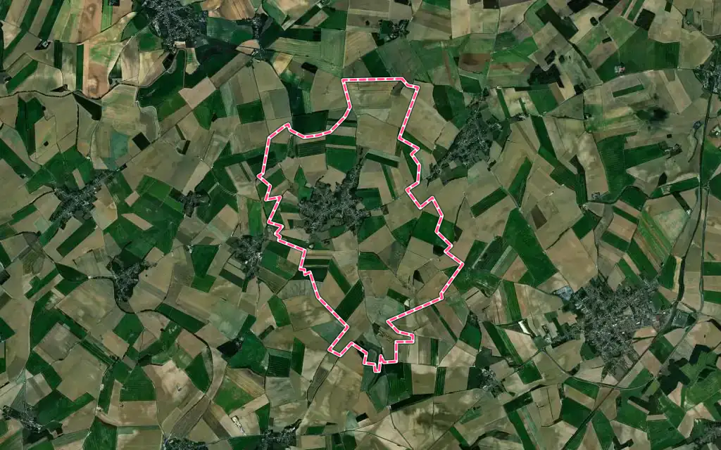 Vue satellite de Montbrehain avec ses contours administratifs