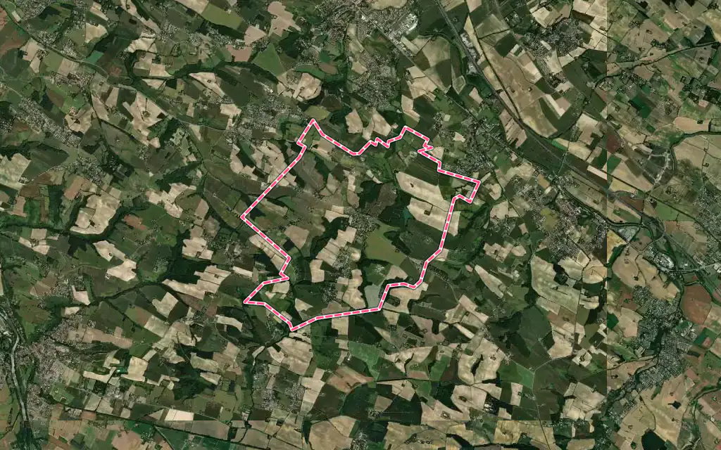 Vue satellite de Montbrun-Lauragais avec ses contours administratifs