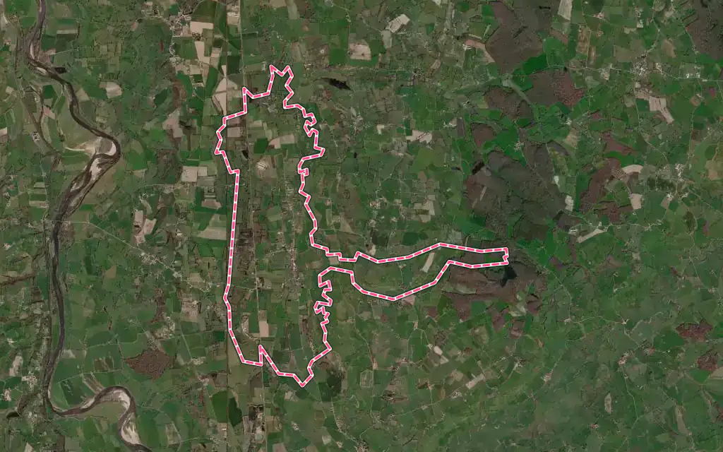Vue satellite de Montceaux-l'Étoile avec ses contours administratifs