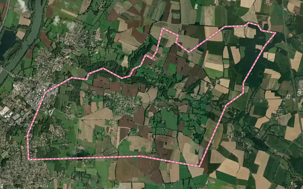 Vue satellite de Montceaux avec ses contours administratifs