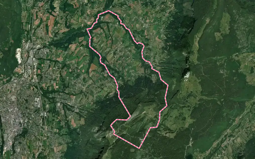 Vue satellite de Montcel avec ses contours administratifs