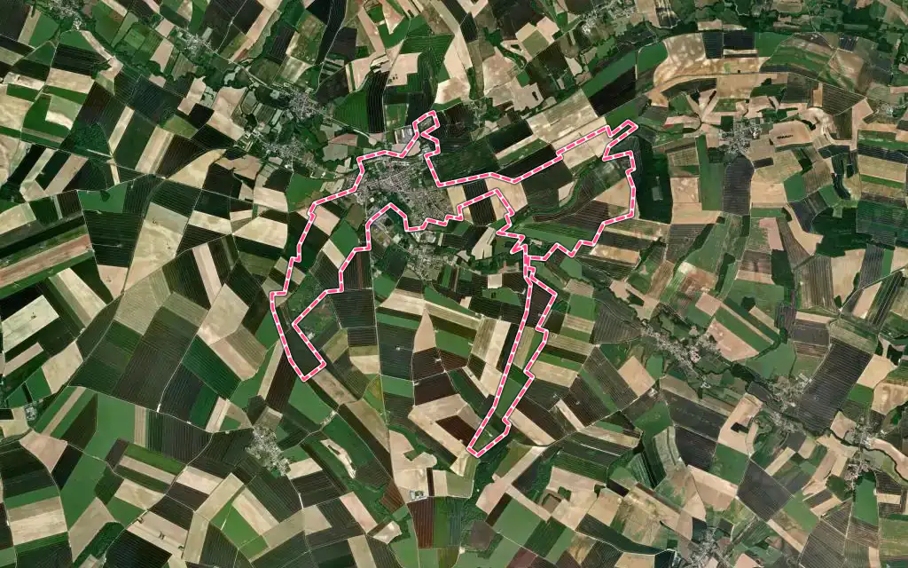 Vue satellite de Montcornet avec ses contours administratifs