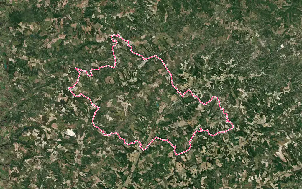Vue satellite de Montcuq-en-Quercy-Blanc avec ses contours administratifs