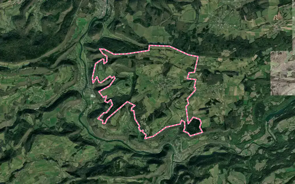 Vue satellite de Montécheroux avec ses contours administratifs