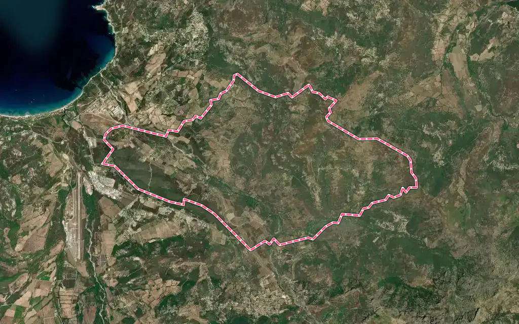 Vue satellite de Montegrosso avec ses contours administratifs