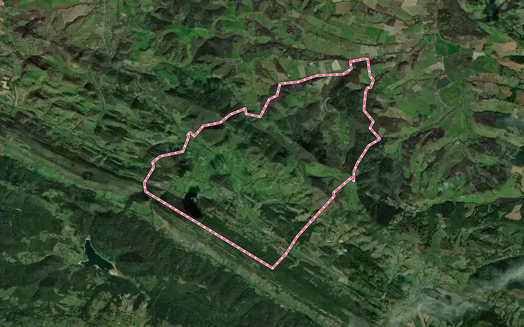 Vue satellite de Montégut-Plantaurel avec ses contours administratifs