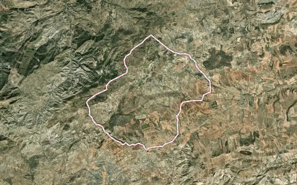 Vista satélite de Montejícar con su contorno administrativo