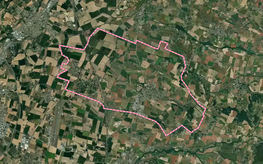 Vue satellite de Montélier avec ses contours administratifs