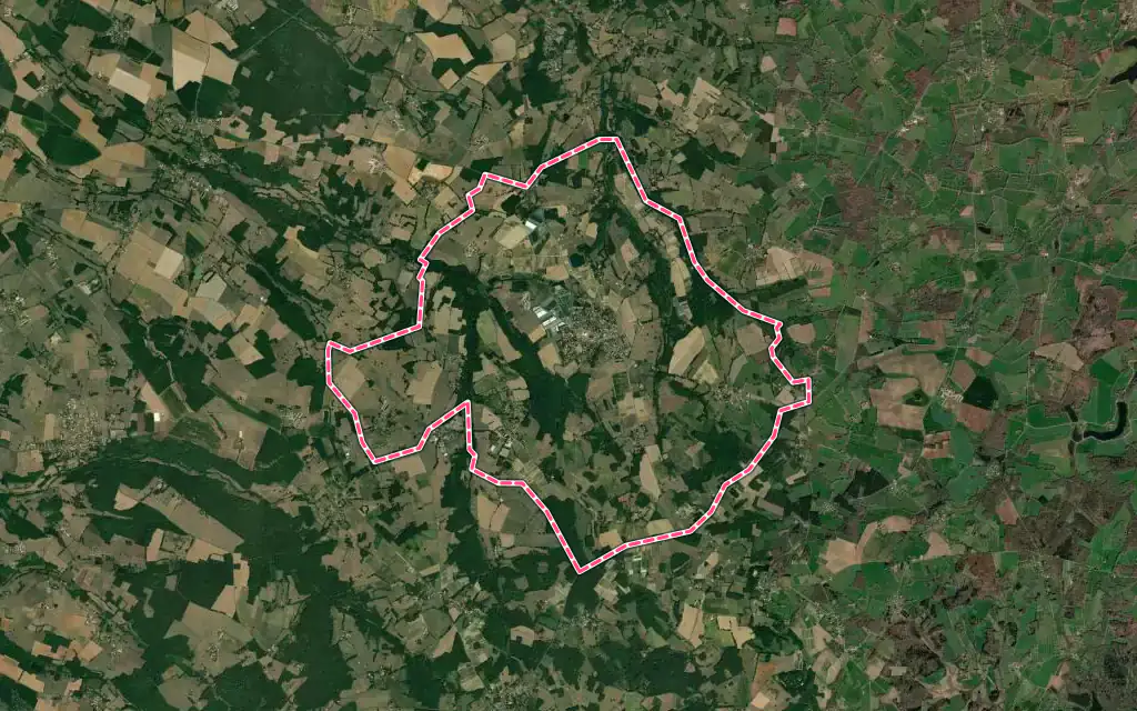 Vue satellite de Montembœuf avec ses contours administratifs