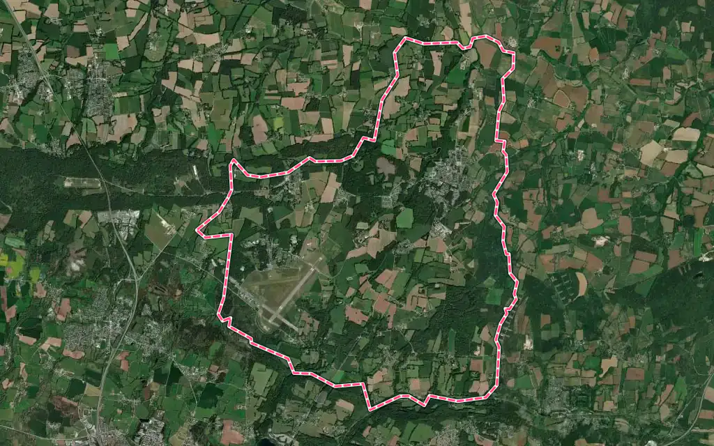 Vue satellite de Monterblanc avec ses contours administratifs
