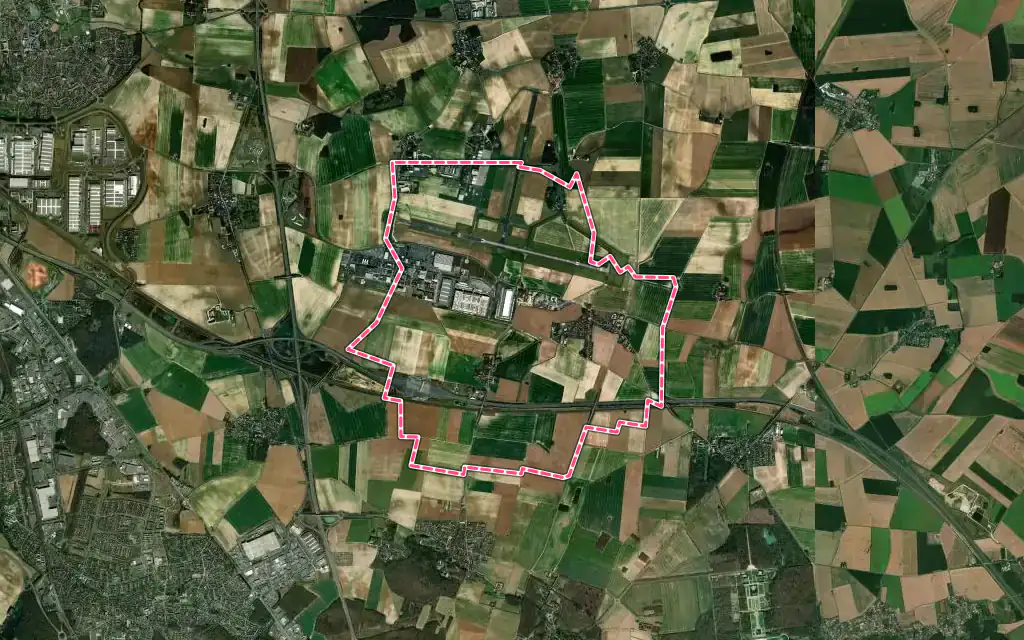 Vue satellite de Montereau-sur-le-Jard avec ses contours administratifs