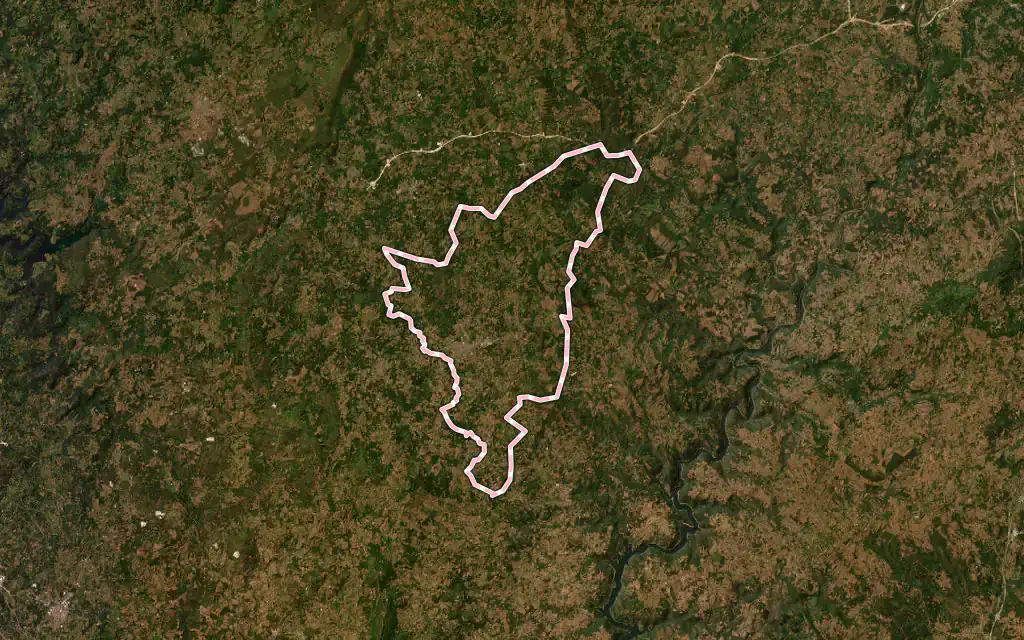 Vista satélite de Monterroso con su contorno administrativo