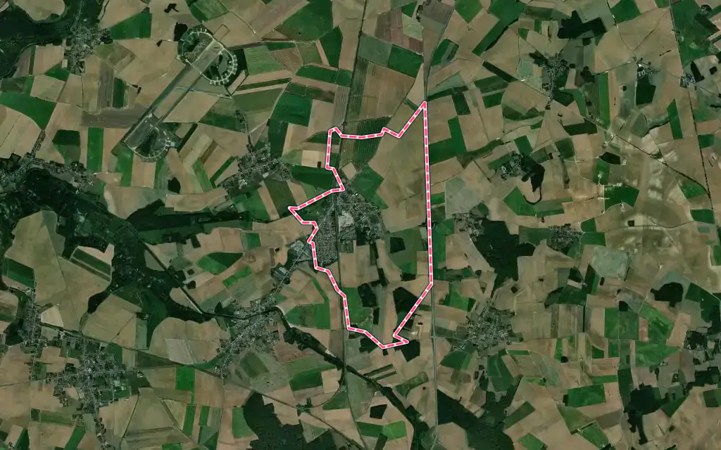 Vue satellite de Montescourt-Lizerolles avec ses contours administratifs