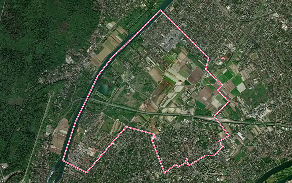 Vue satellite de Montesson avec ses contours administratifs