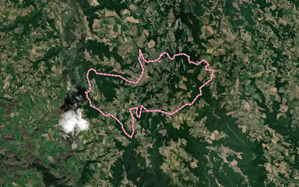 Vue satellite de Montet-et-Bouxal avec ses contours administratifs