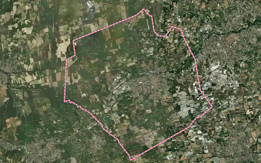 Vue satellite de Monteux avec ses contours administratifs