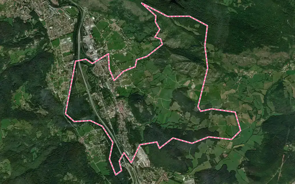 Vue satellite de Montgailhard avec ses contours administratifs