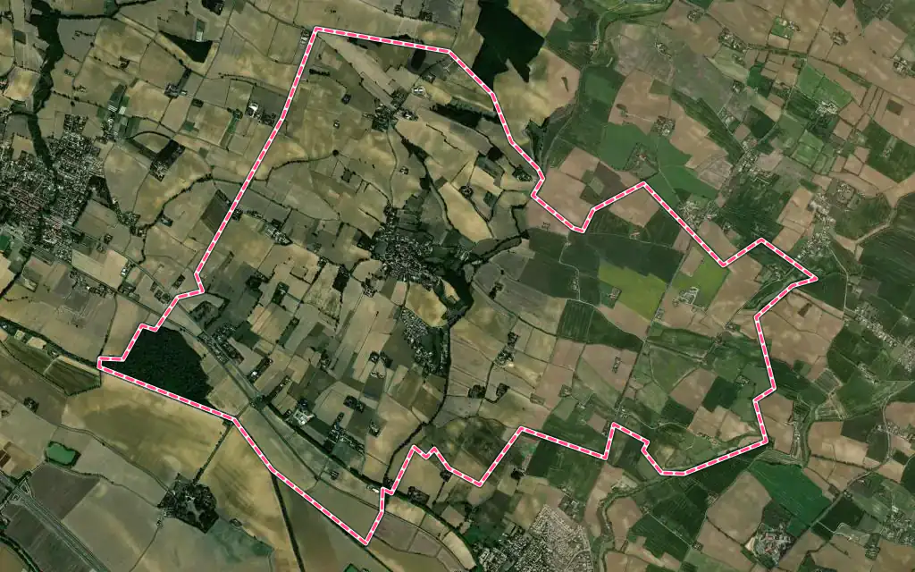 Vue satellite de Montgaillard-Lauragais avec ses contours administratifs