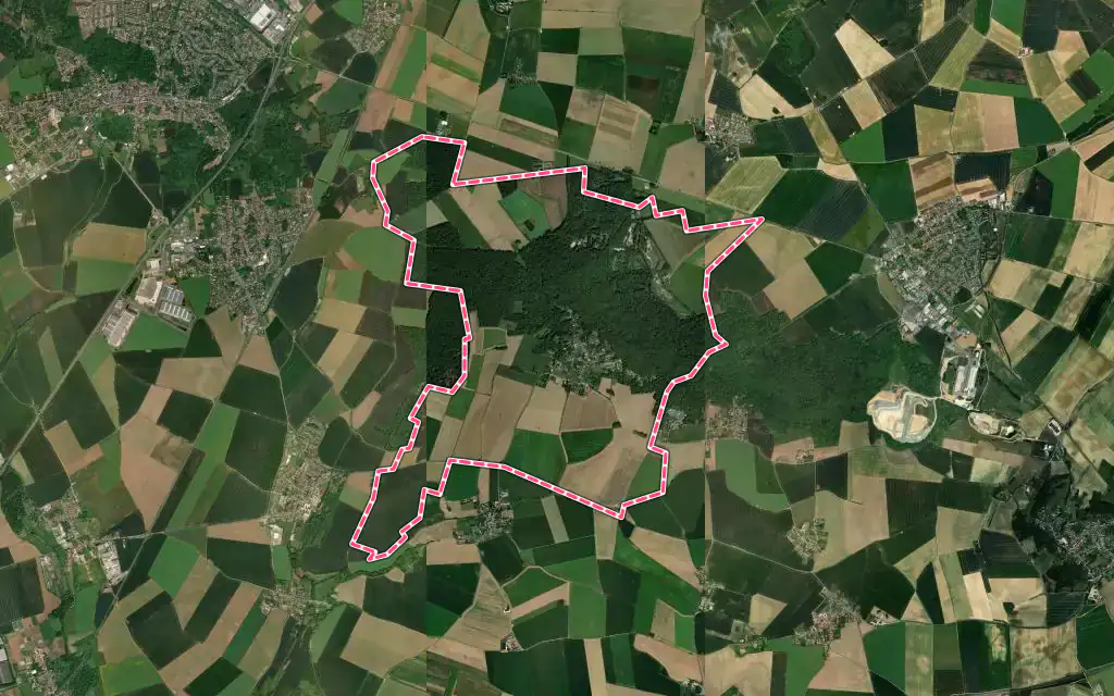 Vue satellite de Montgé-en-Goële avec ses contours administratifs