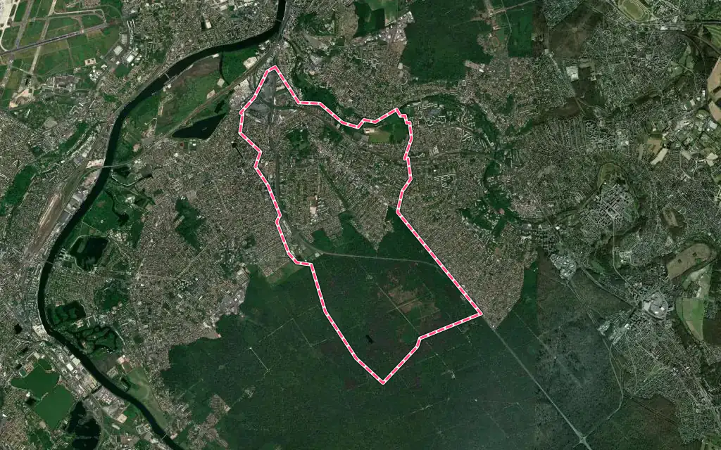 Vue satellite de Montgeron avec ses contours administratifs