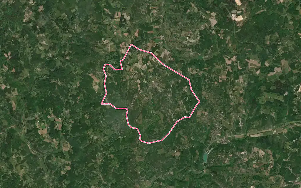 Vue satellite de Montgesty avec ses contours administratifs