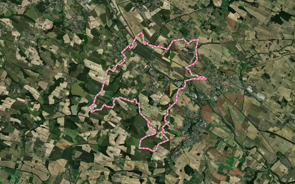 Vue satellite de Montgiscard avec ses contours administratifs