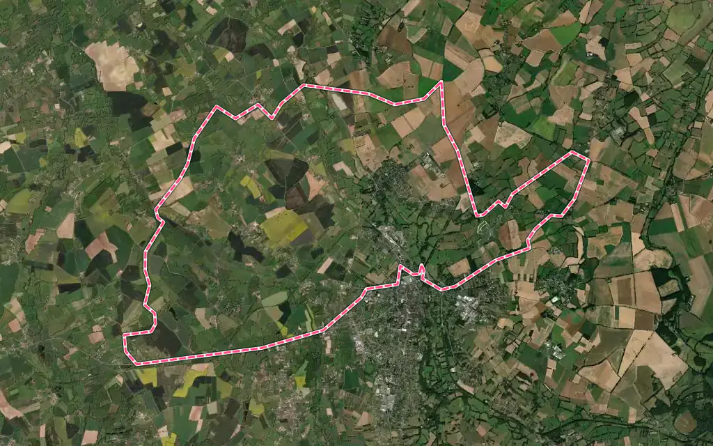 Vue satellite de Montgivray avec ses contours administratifs