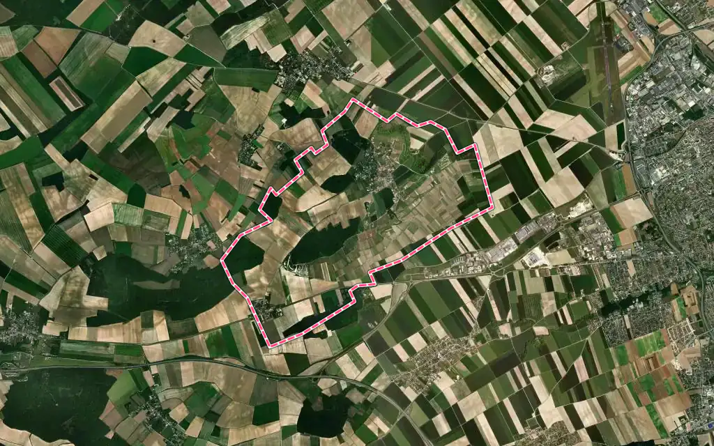 Vue satellite de Montgueux avec ses contours administratifs