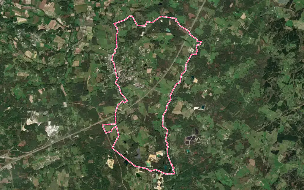 Vue satellite de Montguyon avec ses contours administratifs