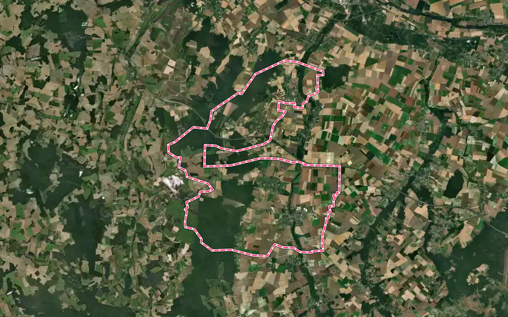 Vue satellite de Montholon avec ses contours administratifs