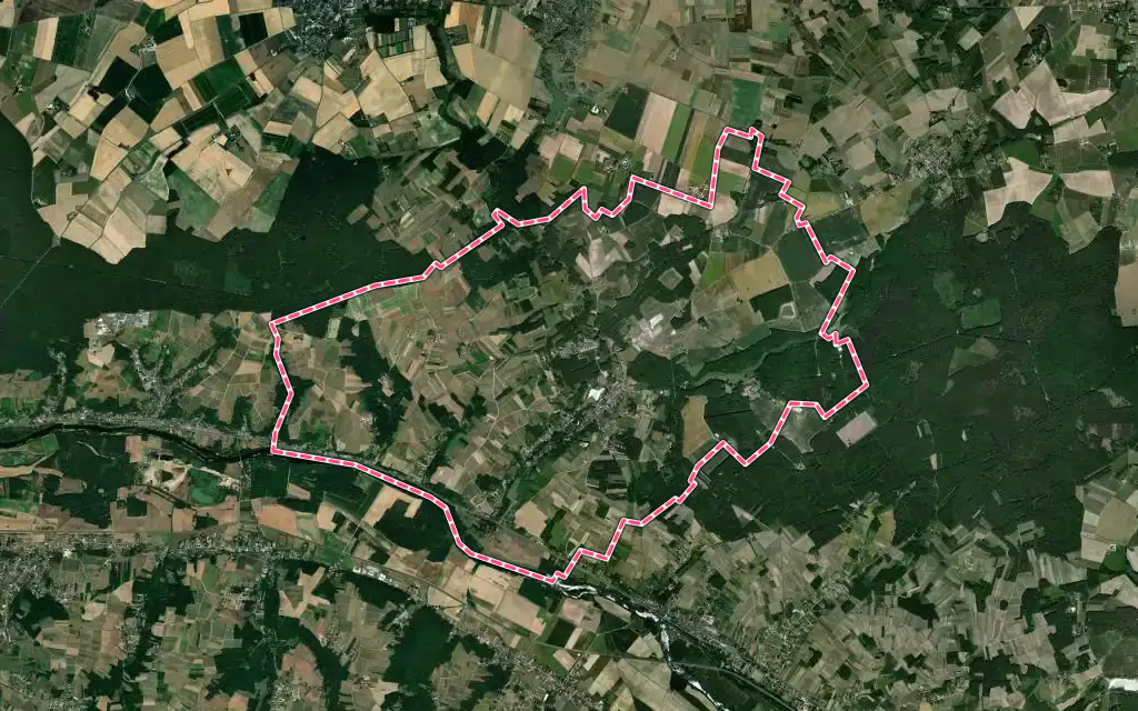 Vue satellite de Monthou-sur-Cher avec ses contours administratifs